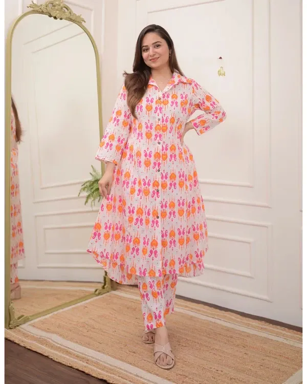 Multicolor_Rayon_Kurti_With_Pant_Printed_For_Women