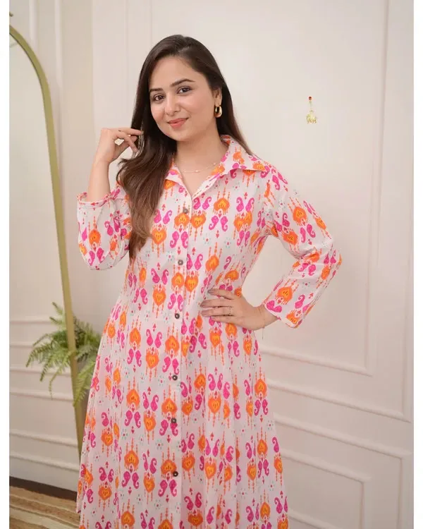 Multicolor_Rayon_Kurti_With_Pant_Printed_For_Women