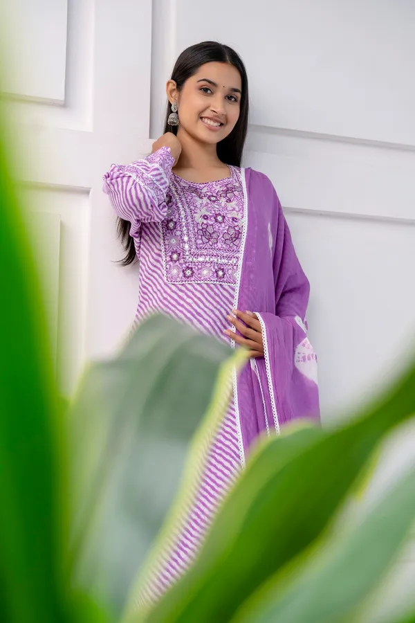 Multicolor_Embroidery_Cotton_Kurti_With_Afgani_Pant_And_Dupatta_For_Women