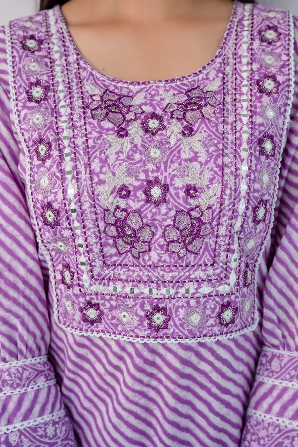 Multicolor_Embroidery_Cotton_Kurti_With_Afgani_Pant_And_Dupatta_For_Women