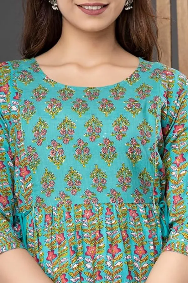 Multicolor_Rayon_Printed_Maternity_Gown_For_Women