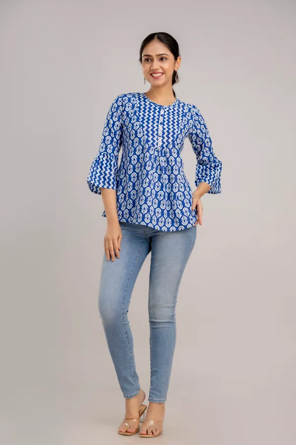 Blue_Cotton_Printed_Top_For_Women