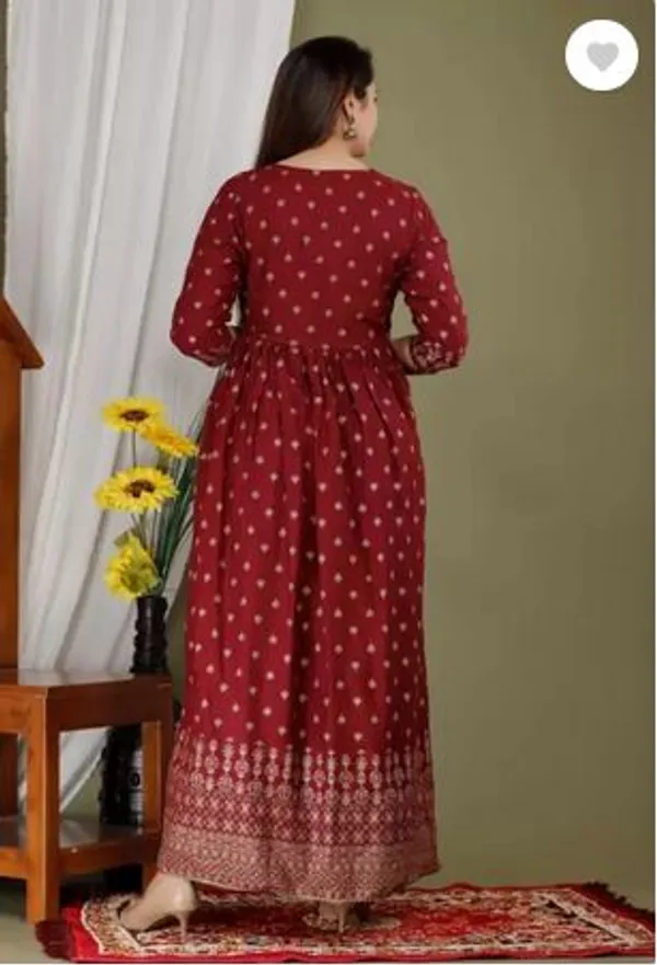 Maroon_Rayon_Long_Printed_Gown_With_Dupatta_For_Women