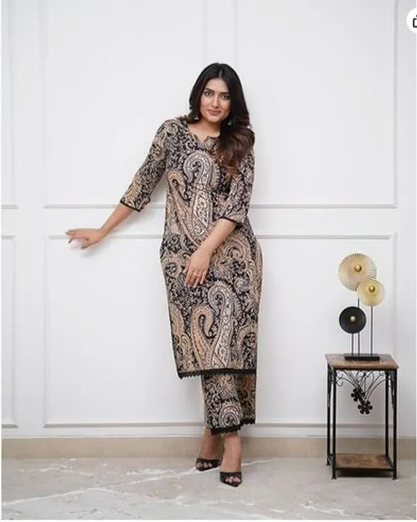 Multicolor_Printed_Rayon_Kurti_With_Pant_For_Women