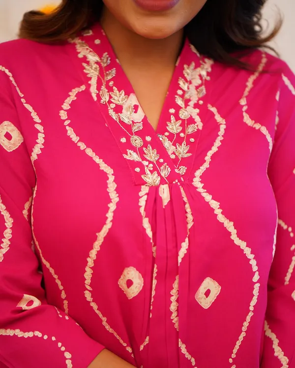 Pink_Printed_Rayon_Kurti_With_Pant_For_Women