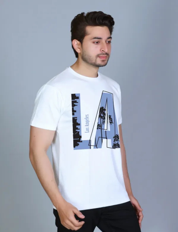 White_Cotton_Half_Sleeve_Regular_Printed_Tshirt_For_Men