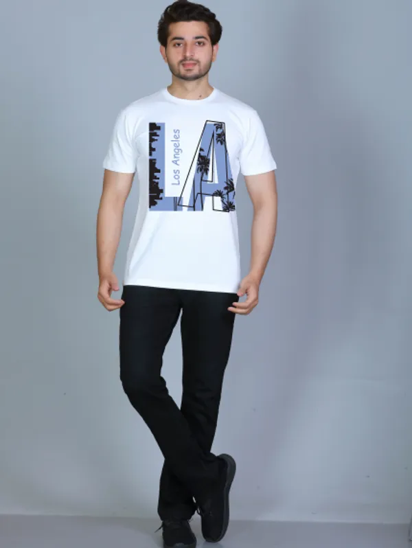 White_Cotton_Half_Sleeve_Regular_Printed_Tshirt_For_Men