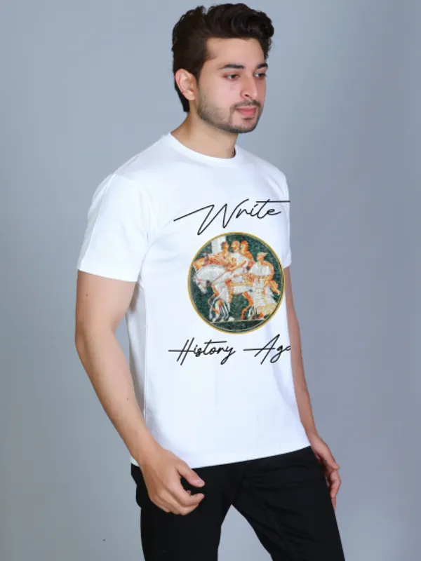 White_Cotton_Half_Sleeve_Regular_Printed_Tshirt_For_Men