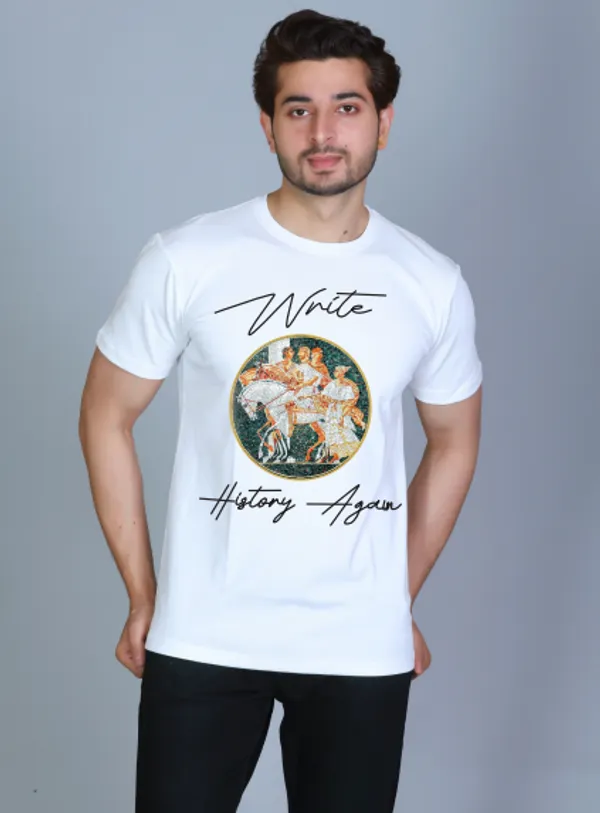 White_Cotton_Half_Sleeve_Regular_Printed_Tshirt_For_Men