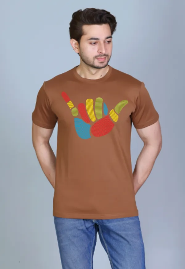 Brown_Cotton_Half_Sleeve_Regular_Printed_Tshirt_For_Men
