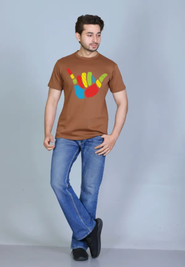 Brown_Cotton_Half_Sleeve_Regular_Printed_Tshirt_For_Men