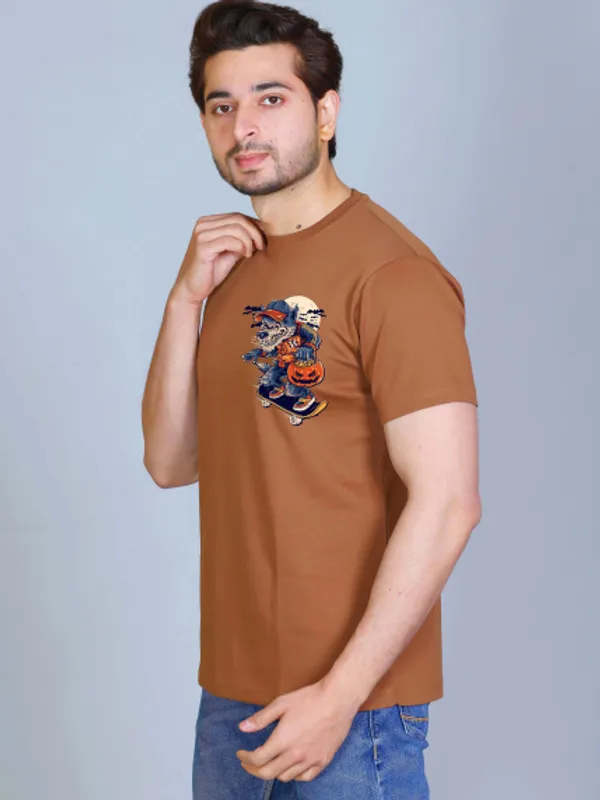 Brown_Cotton_Half_Sleeve_Regular_Printed_Tshirt_For_Men
