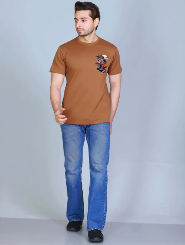 Brown_Cotton_Half_Sleeve_Regular_Printed_Tshirt_For_Men
