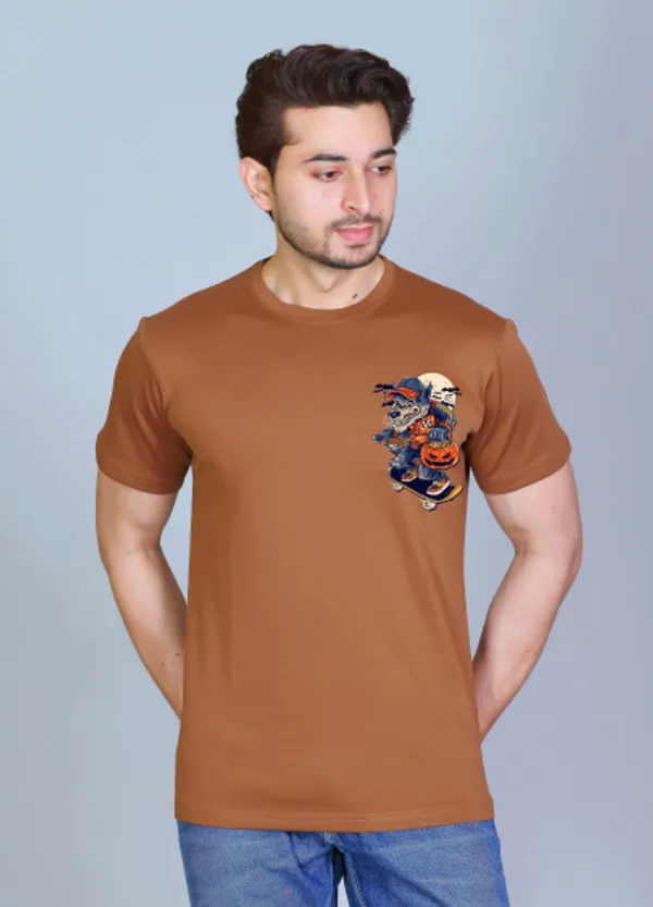 Brown_Cotton_Half_Sleeve_Regular_Printed_Tshirt_For_Men