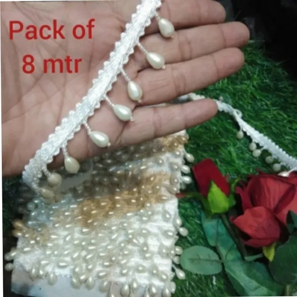 White_Silk_Stylish_Beading_Lace_For_Saree,_Suit,_Lehenga,_Blouse,_Art_&_Craft_(8Mtr)