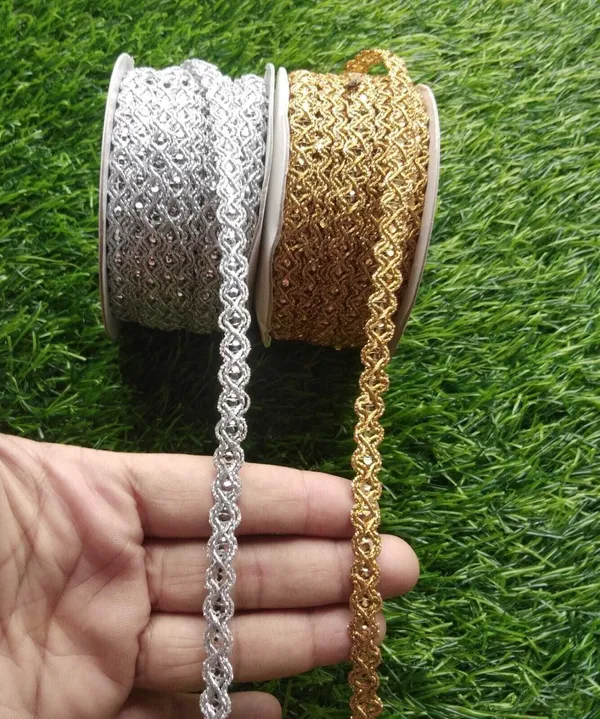 Silver_Edging_Lace_For_Crafts_And_Home_D�cor,Blouse_(18_Mtr)_Golden_+_(18_Mtr)