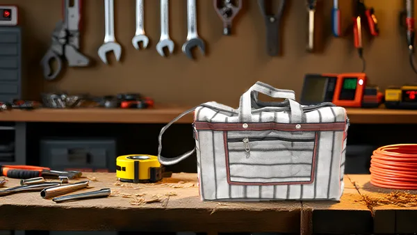 Vulture_Grey_Washable_Multipurpose_Tool_Storage_Polyester_Bag_For_Electrician_Plumber/Luggage_Mini_Travel_Duffle_PicnicPolyester_Bag_With_3_Pockets_And_Maximum_Durability_(_9"X11"X16"_)