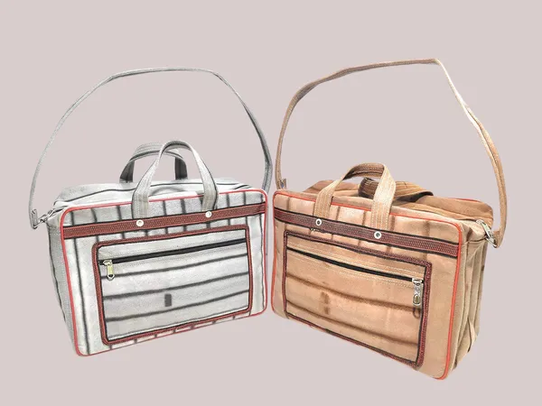 Pack_of_2_Spanish_Red,Vulture_Grey_Washable_Multipurpose_Square_Mini_Traveling_Luggage_Picnic_Tools_StoragePolyester_Bag_With_1_Front_Pocket_And_Max_Durability_(_12"X16"_)