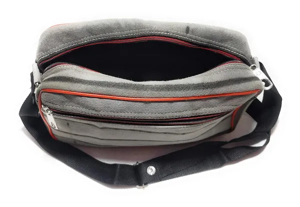 Vulture_Grey_SlingPolyester_Bag_Cross_Body_Money_Document_Key_Carry_One_Side_ShoulderPolyester_Bag_With_Front_Pocket_(_8"X12"_)