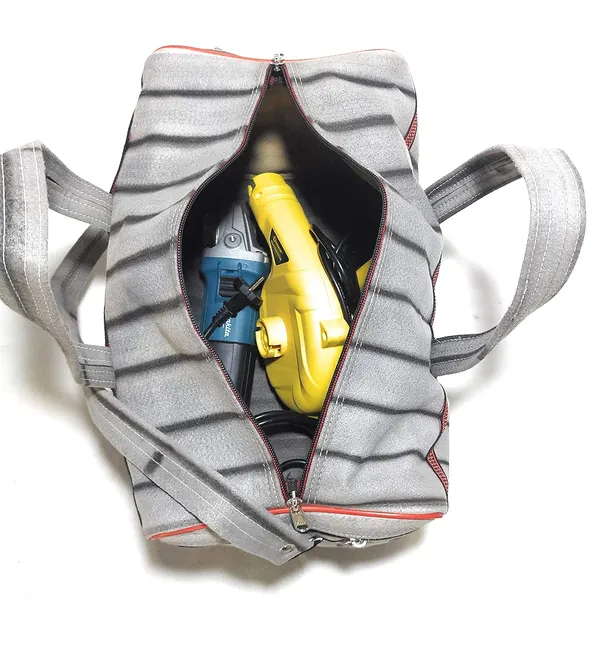Pack_of_2_Spanish_Red,Vulture_Grey_Washable_Multipurpose_Tool_Storage_Polyester_Bag_For_Electrician_Plumber_TechnicianPolyester_Bag_With_3_Pockets_And_Maximum_Durability_(_9"X11"X16"_18"_)