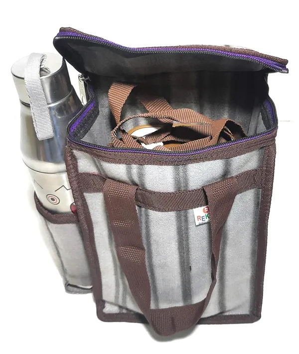 Vulture_Grey_Daily_Use_Multipurpose_Lunch/School/Office_Tiffin_Polyester_Bag_With_Bottle_Pocket_(_8"X12"_)_Pack_Of_1_