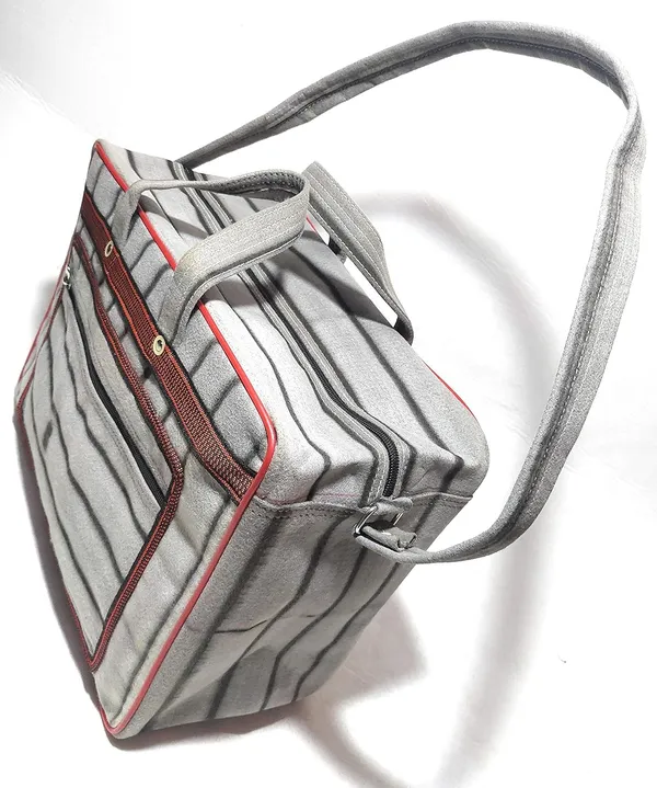 Pack_of_2_Spanish_Red,Vulture_Grey_Washable_Multipurpose_Square_Mini_Traveling_Luggage_Picnic_Tools_StoragePolyester_Bag_With_1_Front_Pocket_And_Max_Durability_(_12"X16"_)