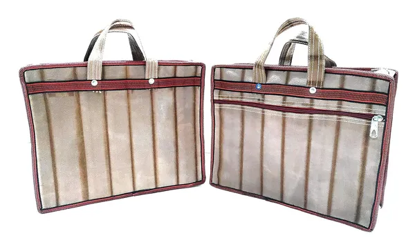 Spanish_Red_Durable_Multipurpose_HandPolyester_Bag/Document_Holder/Money_Carry/Grocery/ShoppingPolyester_Bag_Poly_Woven_Fabric_(_13"16"_)_(Pack_of_2_)