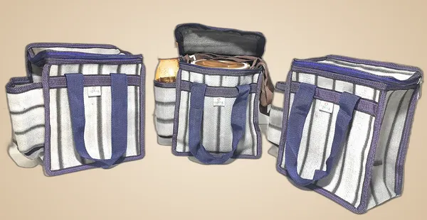 Vulture_Grey_Daily_Use_Multipurpose_Lunch/School/Office_TiffinPolyester_Bag_With_Bottle_Pocket_(_8"X10"_)_(Pack_of_3_)