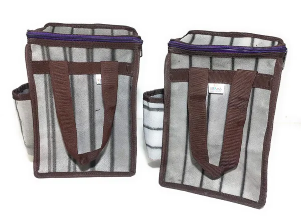 Vulture_Grey_Daily_Use_Multipurpose_Lunch/School/Office_TiffinPolyester_Bag_With_Bottle_Pocket_(_8"X12"_)_(Pack_of_2_)