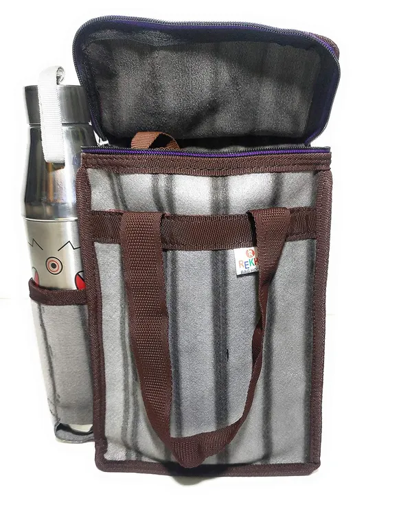 Vulture_Grey_Daily_Use_Multipurpose_Lunch/School/Office_TiffinPolyester_Bag_With_Bottle_Pocket_(_8"X12"_)_(Pack_of_2_)