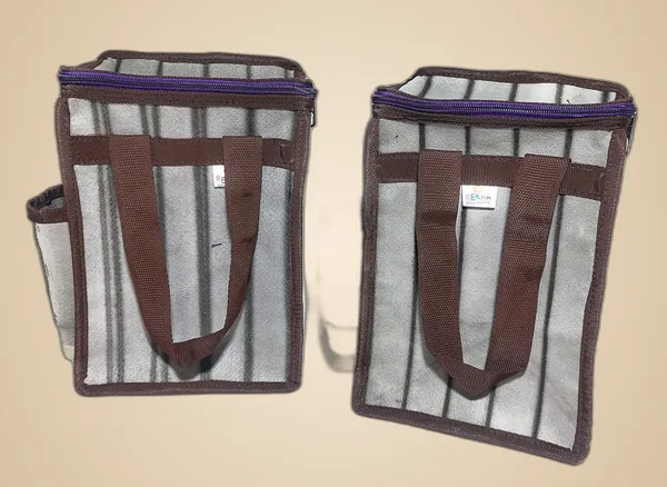 Vulture_Grey_Daily_Use_Multipurpose_Lunch/School/Office_TiffinPolyester_Bag_With_Bottle_Pocket_(_8"X12"_)_(Pack_of_2_)