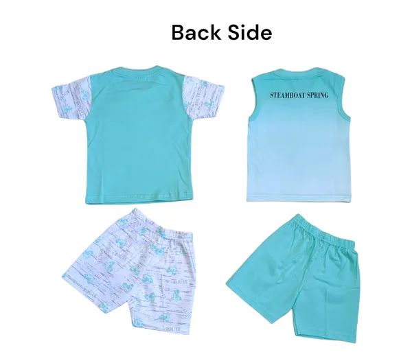 Set_of_2_Green_Hosiery_Cotton_T-Shirt_With_Shorts_|_For_Baby_Boys_&_Girls