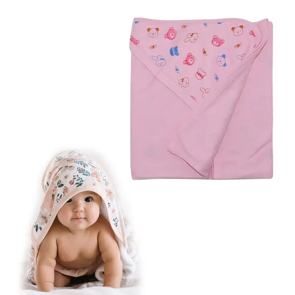 White_Soft_Cotton_Hooded_Wrapper_Cum_Warm_Blanket_|_For_Newborn_Baby_|_75X75Cm