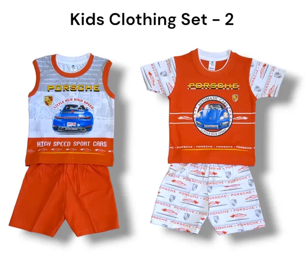 Set_of_2_Orange_Hosiery_Cotton_T-Shirt_With_Shorts_|_For_Baby_Boys_&_Girls