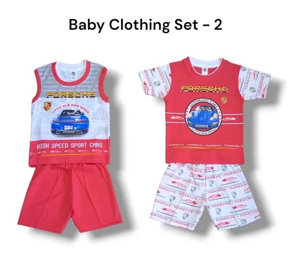 Set_of_2_Red_Hosiery_Cotton_T-Shirt_With_Shorts_|_For_Baby_Boys_&_Girls