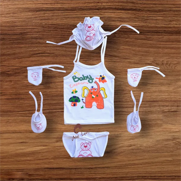 Set_Of_3_White_Cartoon_Printed_Jhabla_Set_|_Jhabla,_Cap,_Nappy,_Mittens_Pair_And_Booties