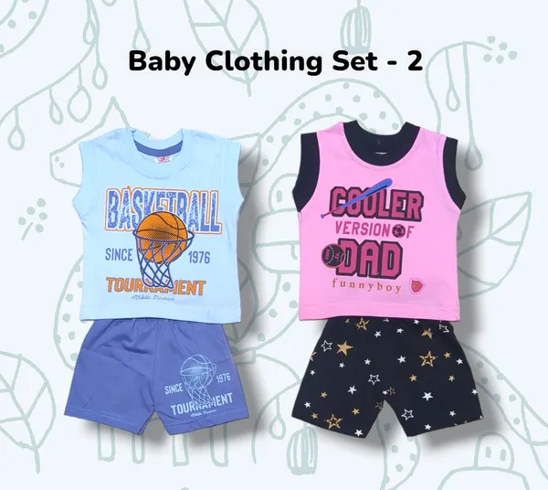 Set_of_2_Multicolor_Cotton_Sleeveless_T-Shirt_With_Shorts_|_For_Baby_Boys_&_Girls
