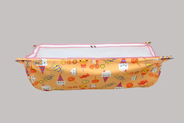 Orange_Khoya_Cradle_Cotton_Cloth_Zoli_With_Mosquito_Net