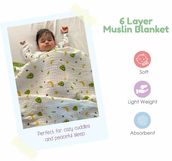 White_6_Layers_Breathable_Cotton_Muslin_Blankets_For_Toddler_|_100_x_100_Cm