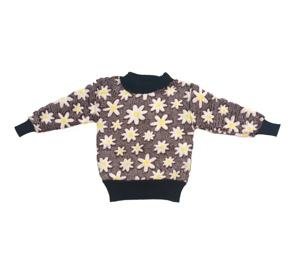 Brown_Round_Neck_Flower_Pattern_Sweater_|_For_Baby_Girls_&_Boys