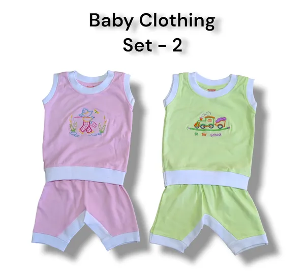 Set_of_2_Multicolor_Cotton_Sleeveless_T-Shirt_With_Shorts_|_For_Baby_Boys_&_Girls