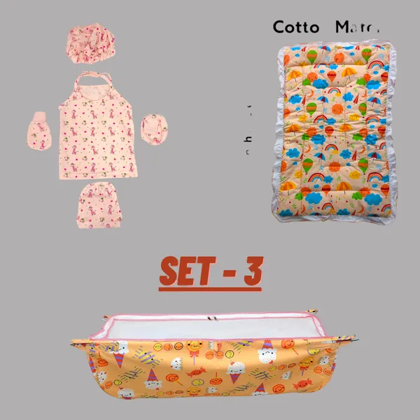 Set_of_3_Orange_Hosiery_Cloth_Set_|_For_Naming_Ceremony_|_Jhabla_Set,_Mattress,_Baby_Cradle_Swing