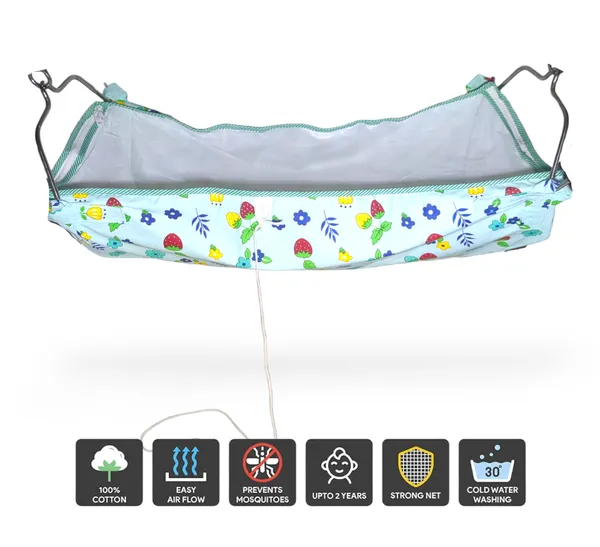 Green_Khoya_Cradle_Cotton_Cloth_Zoli_With_Mosquito_Net