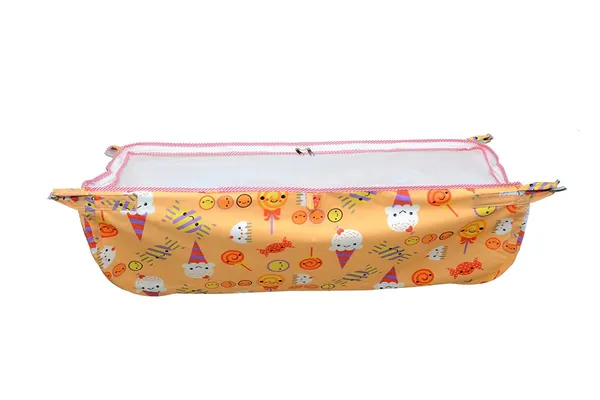 Orange_Khoya_Cradle_Cotton_Cloth_Zoli_With_Mosquito_Net