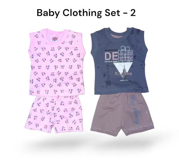 Set_of_2_Multicolor_Cotton_Sleeveless_T-Shirt_With_Short_|_For_Baby_Boys_&_Girls