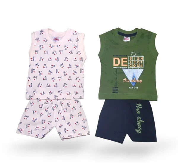 Set_of_2_Multicolor_Cotton_Sleeveless_T-Shirt_With_Short_|_For_Baby_Boys_&_Girls