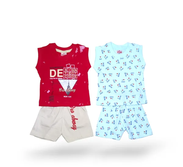 Set_of_2_Multicolor_Cotton_Sleeveless_T-Shirt_With_Short_|_For_Baby_Boys_&_Girls