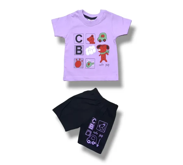 Set_of_2_Multicolor_Cotton_Half_Sleeve_T-Shirt_With_Shorts_Set_|_For_Baby_Boys_&_Girls