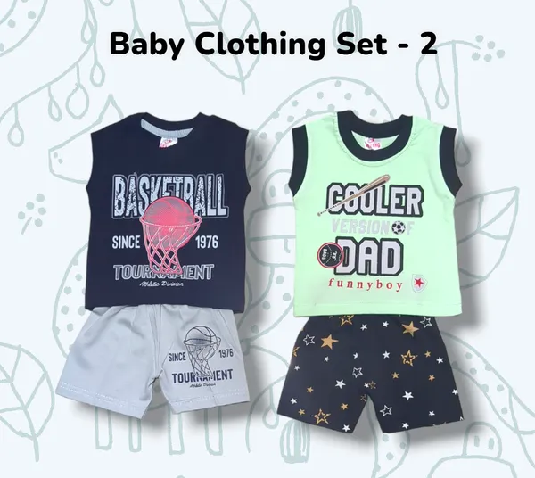 Set_of_2_Multicolor_Cotton_Sleeveless_T-Shirt_With_Shorts_|_For_Baby_Boys_&_Girls