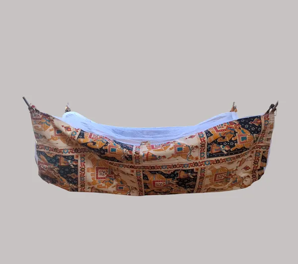 Brown_Soft_Cloth_Baby_Hammock_With_Mosquito_Net_With_Cotton_Plastic_Sheet